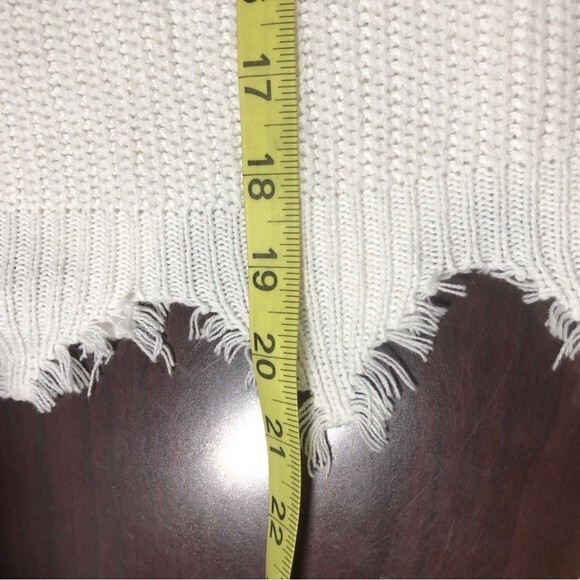 Elena Wang Sz M Frayed Colorblock V Neck Oversized Crop Sweater - Picture 8 of 8